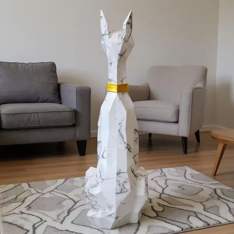 Statuetka psa z tacą biała - obrazek 3
